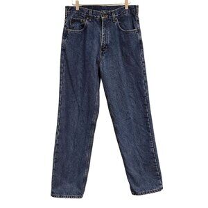 Carhartt Mens 36 Blue Denim Flannel Lined Relaxed Fit Jeans 8172 Made In USA